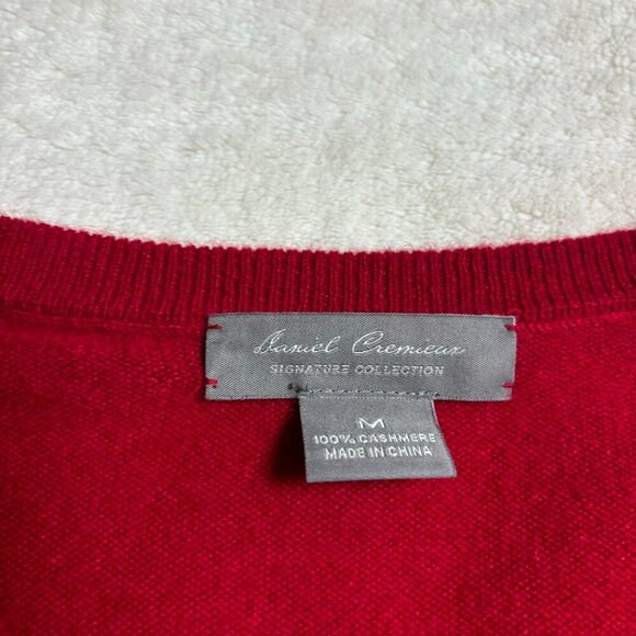 Daniel Cremieux Men V Neck Sweater 100% Cashmere Signature Collection Red Medium - Picture 2 of 13
